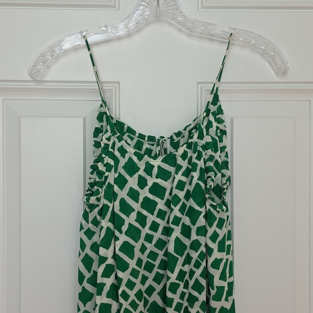 Parker Green & White Lined Silk Dress.  Size Extra Small - Picture 8 of 12
